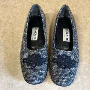 Pancaldi Gray Tweed Made in Italy Appliquéd Flats